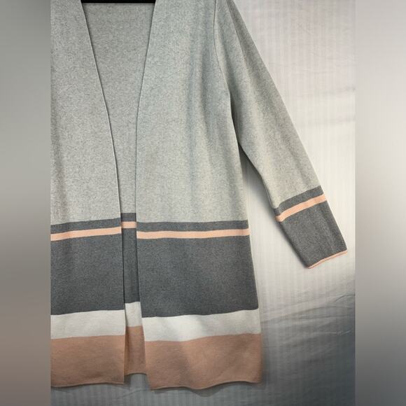 Apt. 9 Long Open Cardigan Sweater Women’s Large Cotton Blend Preppy Academia - Picture 2 of 9